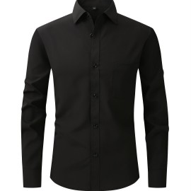 Men's Dress Shirt, Long Sleeve Button Down Lapel Slim Fit Classic Shirt For Business Best Sellers