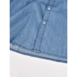 Men's Casual Button Up Long Sleeve Denim Shirt With Chest Pockets, Men's Clothes For Spring Summer Autumn, Tops For Men