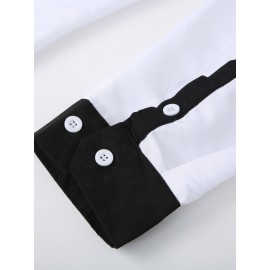 Men's Casual Button Up Contrast Color Long Sleeve Shirt, Men's Clothes For Spring Summer Autumn, Tops For Men
