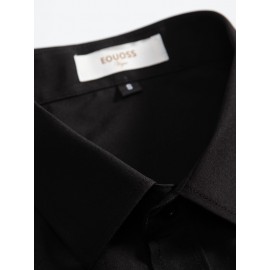 Basic Solid Men's Daily Stretch Formal Dress, Men's Slim Fit Long Sleeve Button Up Shirt, Spring Fall